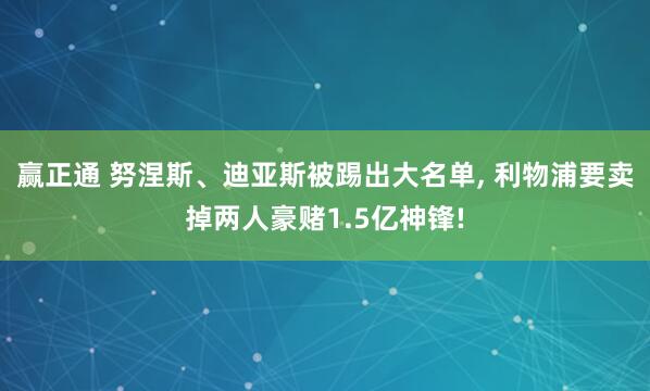 赢正通 努涅斯、迪亚斯被踢出大名单, 利物浦要卖掉两人豪赌1.5亿神锋!