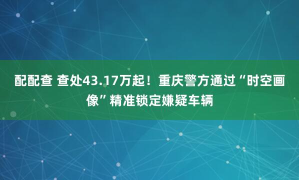 配配查 查处43.17万起！重庆警方通过“时空画像”精准锁定嫌疑车辆
